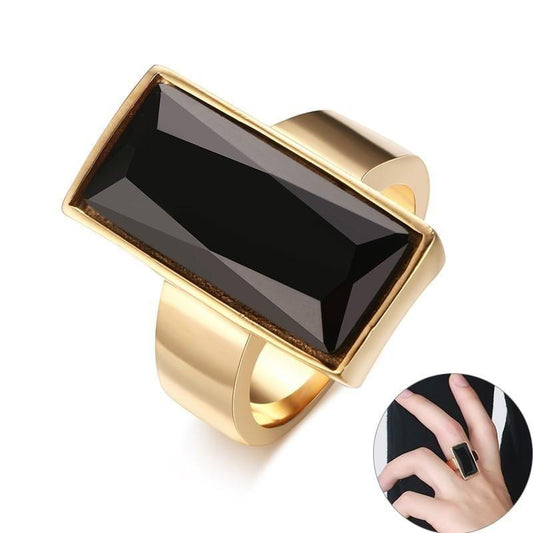 Mens Rectangle Cut Statement Ring