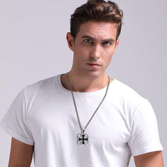 Stainless Steel Vintage  Mens Cross  Pendant Necklace