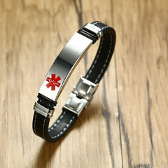 Genuine Leather Medical ID Bracelet