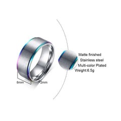 Multi Color  Stainless Steel  Wedding Band Ring