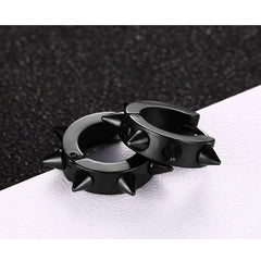 Steel  Hoop Huggies  Earrings for Men & Women Black