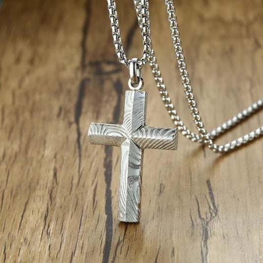 High Quality Mens  Steel  Cross Necklace