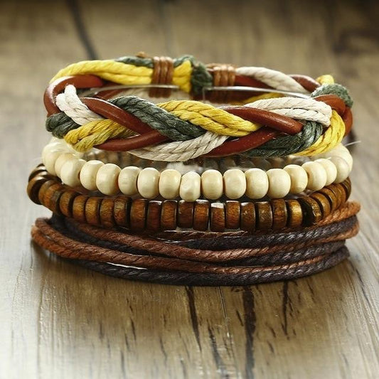 Vintage Leather Bracelet Set