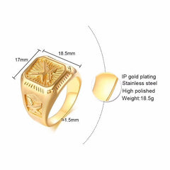 Mens  Signet Gold Eagle Ring