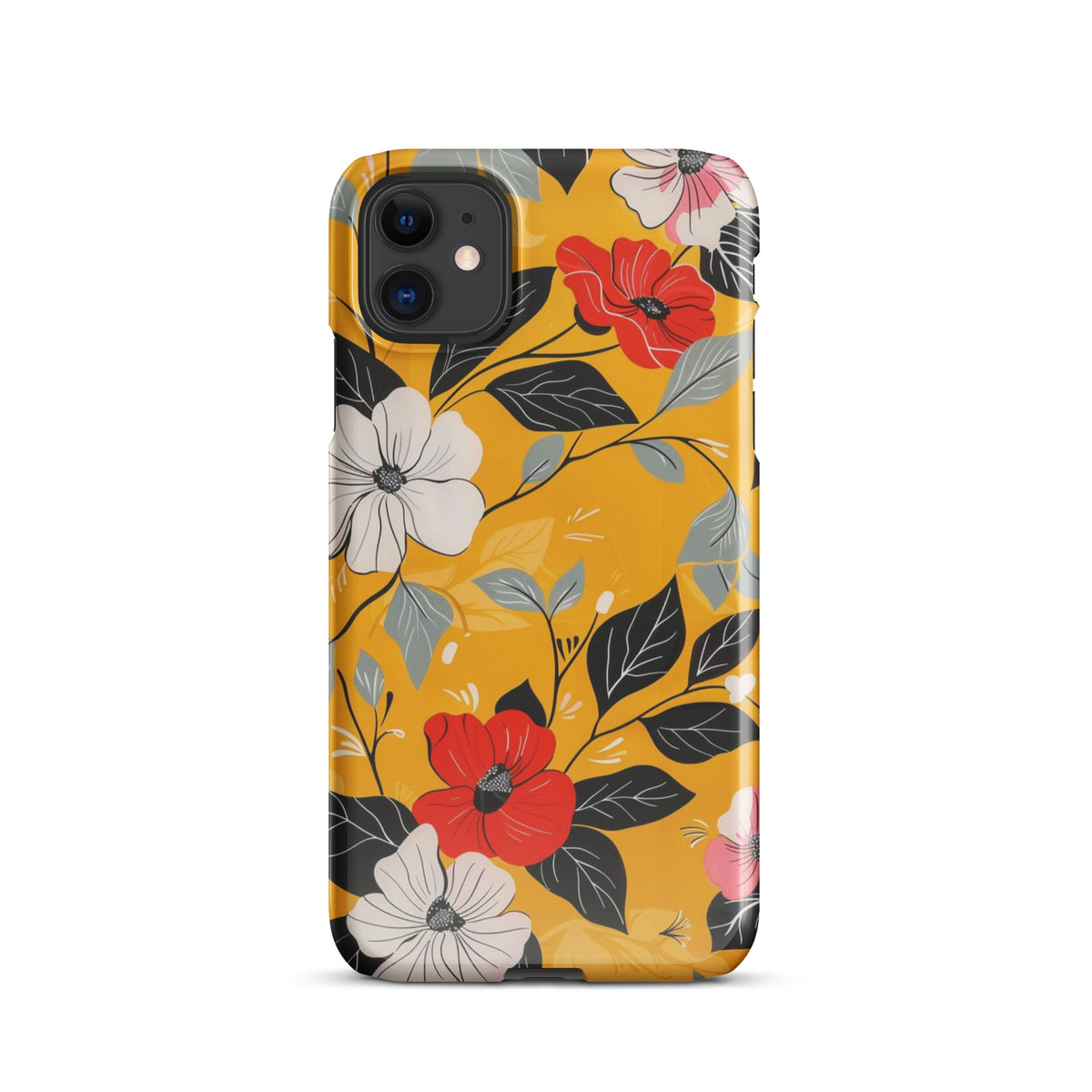 Yellow Floral Snap case for iPhone