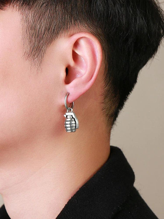 Grenade Shaped Hoop earrings  for Men