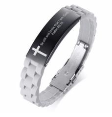 Christian Bible Verse Grey Motivational  Bracelet