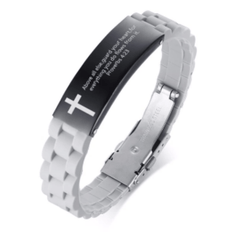 Christian Bible Verse Grey Motivational  Bracelet