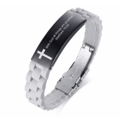 Christian Bible Verse Grey Motivational  Bracelet