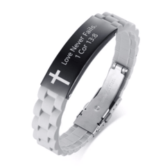 Christian Bible Verse Grey Motivational  Bracelet