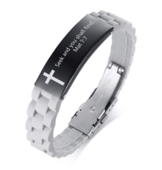 Christian Bible Verse Grey Motivational  Bracelet