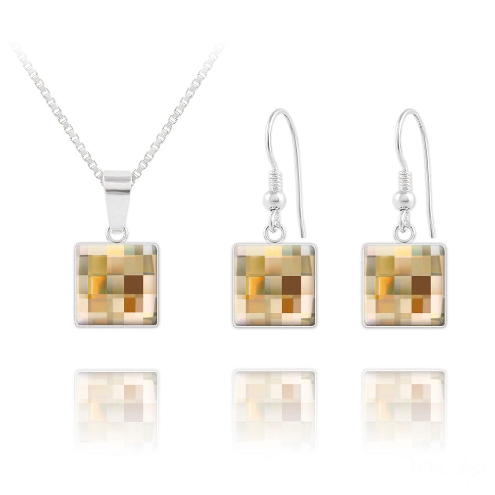 Chessboard Golden Fine Silver Jewellery Set