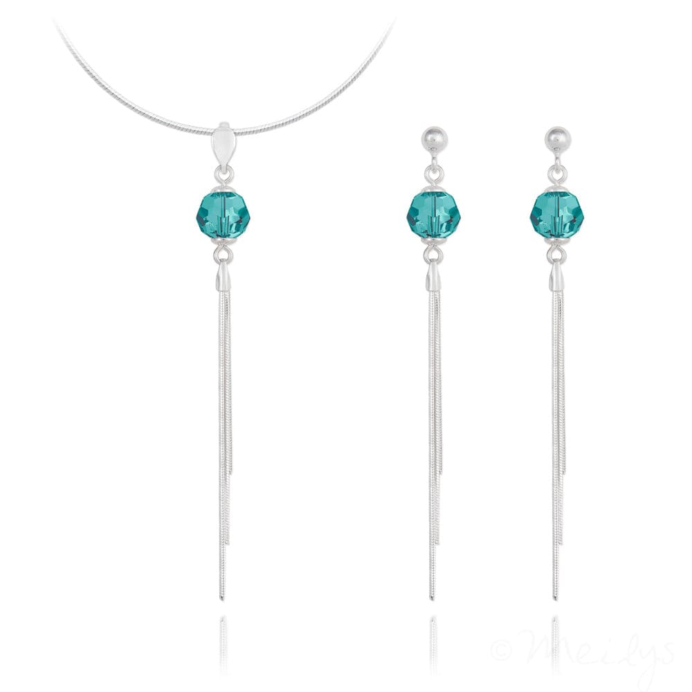 Blue Zircon Silver Jewellery Set