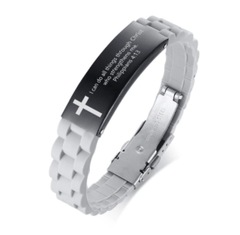 Christian Bible Verse Grey Motivational  Bracelet