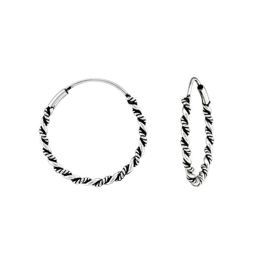 Sterling Silver   Bali  Hoop Earrings