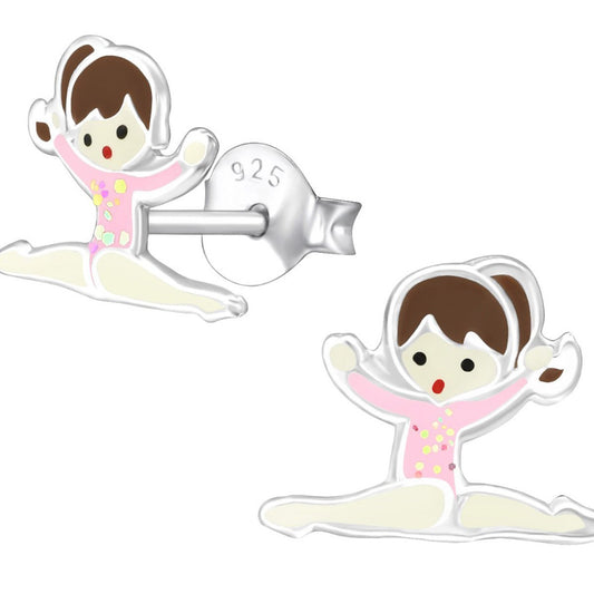 Children's Sterling Silver Gymnastics Girl Earrings