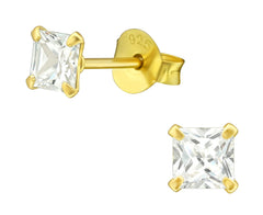 Sterling Silver CZ Crystal 4mm Stud Earrings