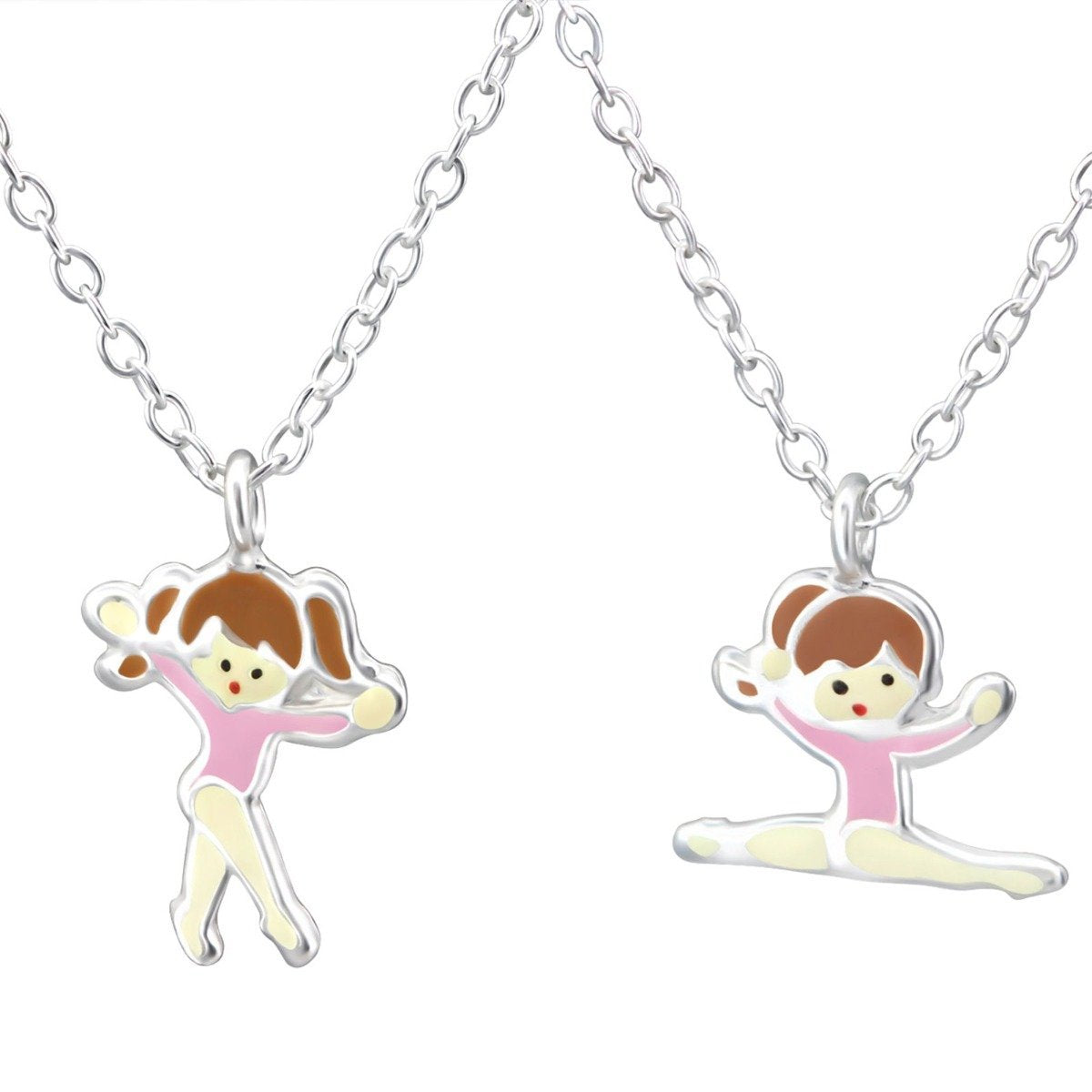 Childrens Sterling Silver Gymnastics Pendant Pair