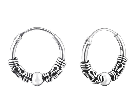 12mm Sterling Silver Bali Hoops