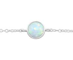 Sterling Silver Round Opal Bracelet