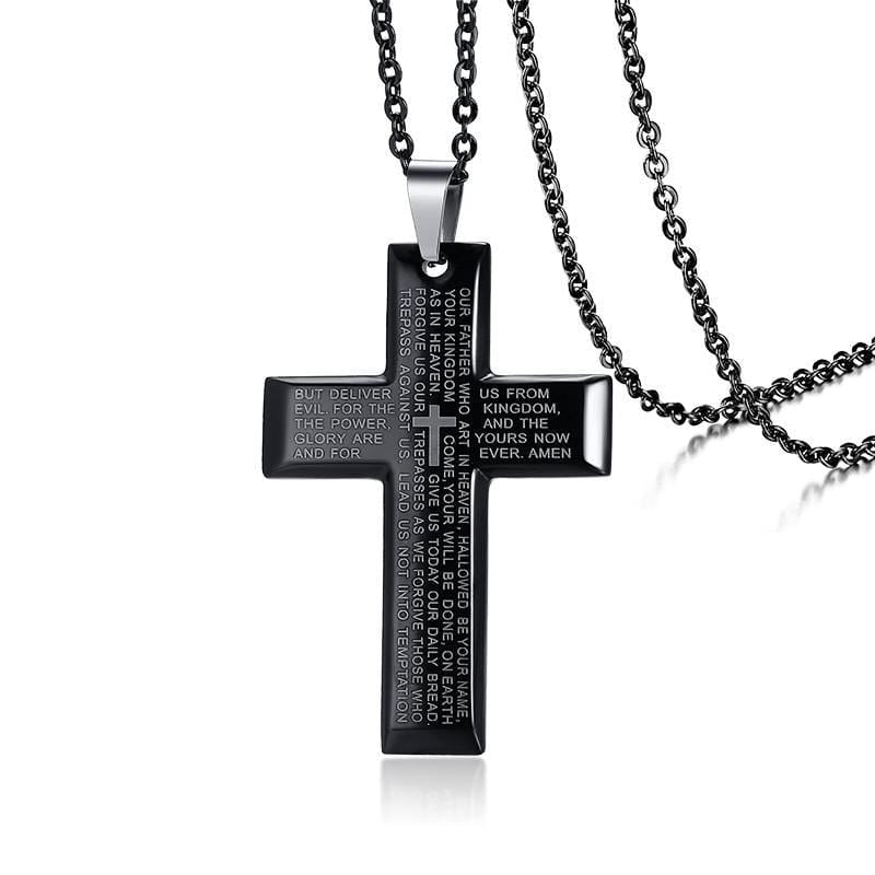 Cross necklace with store bible verse inside