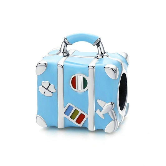 Colorful Silver Suitcase Charm