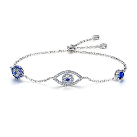 Silver  Blue Evil Eye Braclet