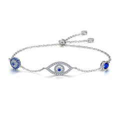 Silver  Blue Evil Eye Braclet